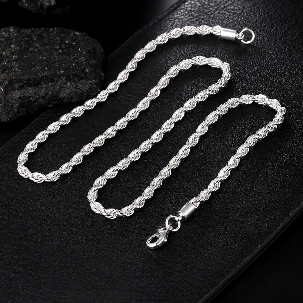 925 Sterling Silver Italian Rope Chain Men’s Necklace 4mm – NEW**