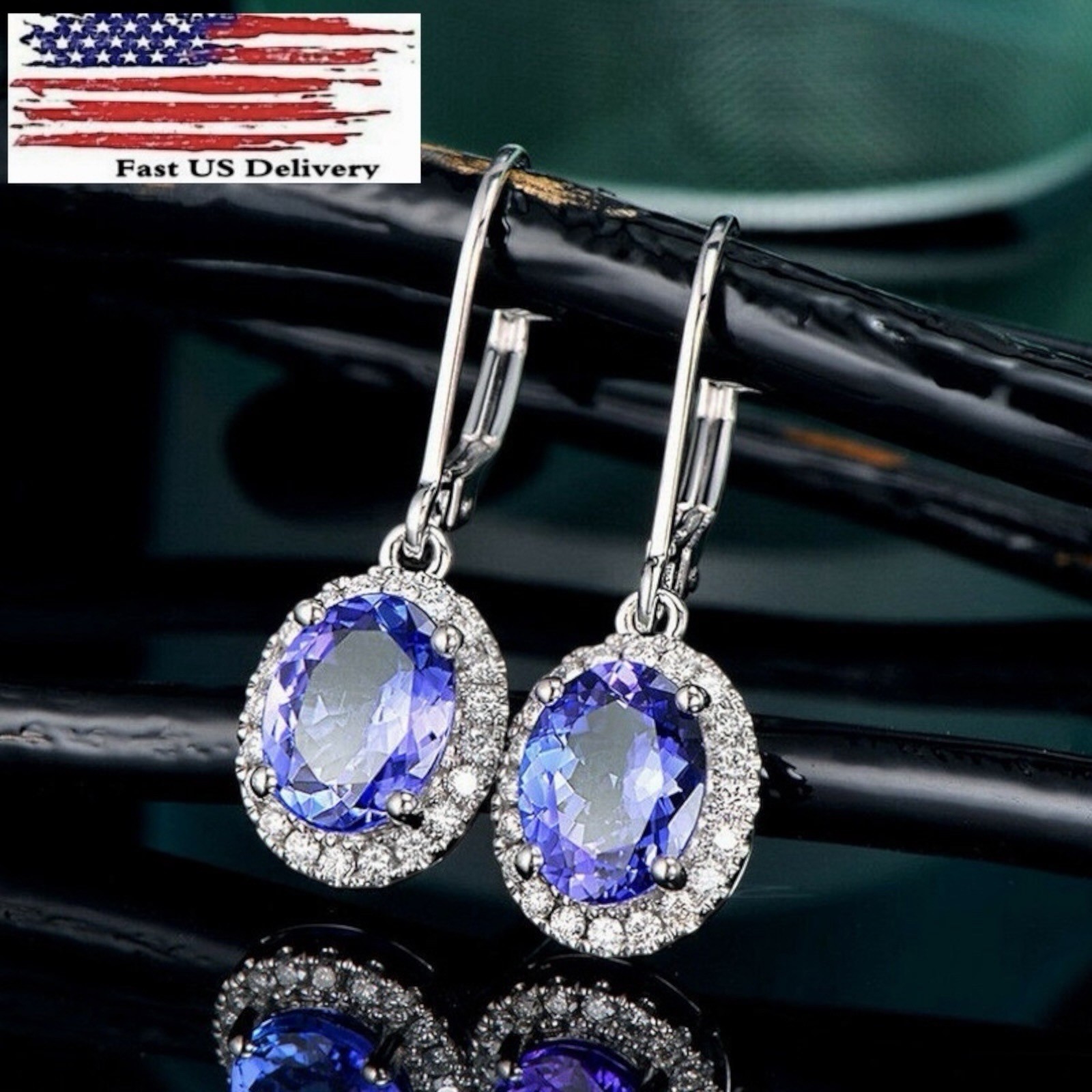 Fashion Silver Plated Drop Earrings Women Blue Sapphire jewelry Set A72