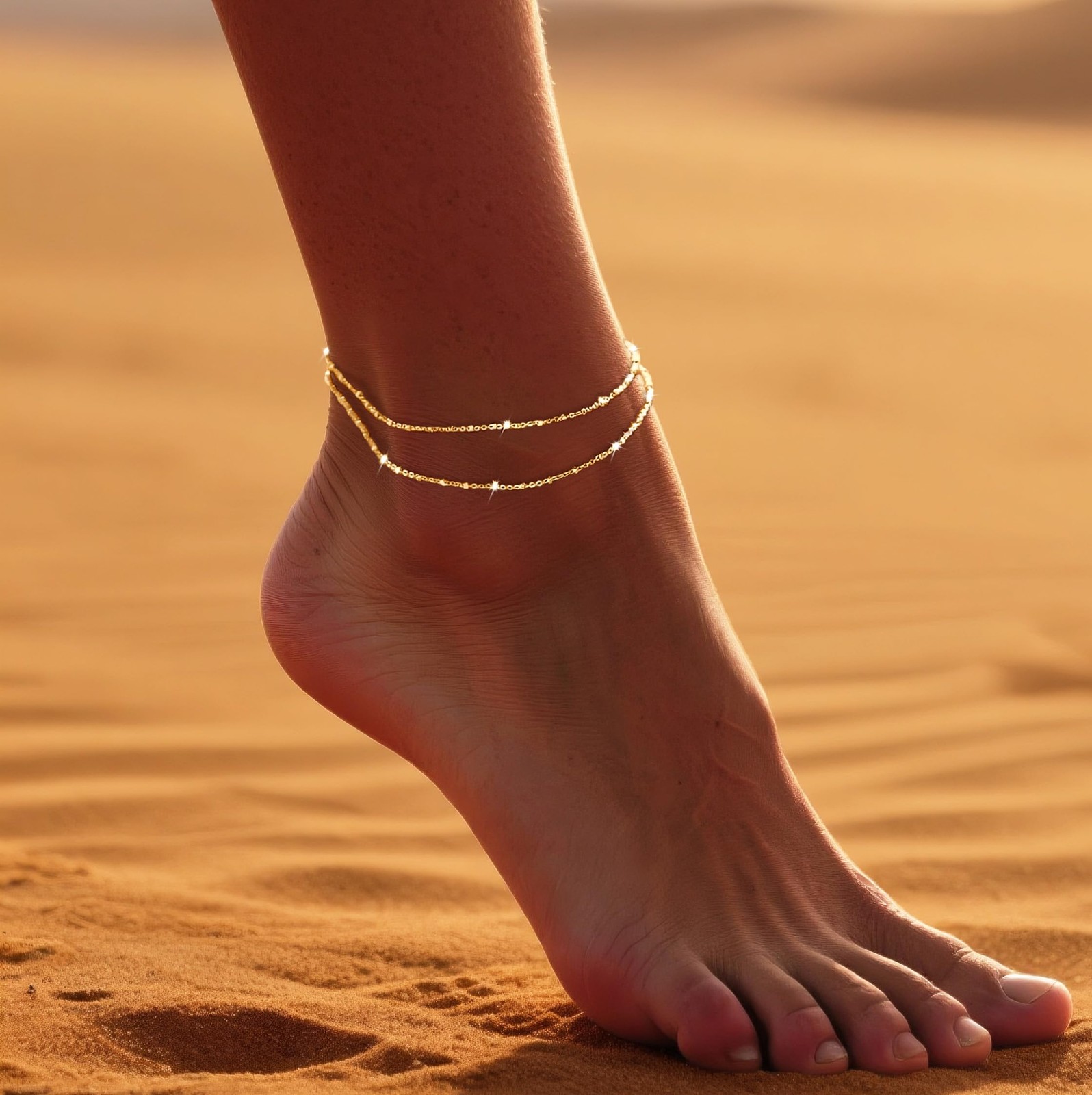 Gold Ankle Bracelets for Women, Waterproof Layered Anklet Bracelets Gold Jewelry