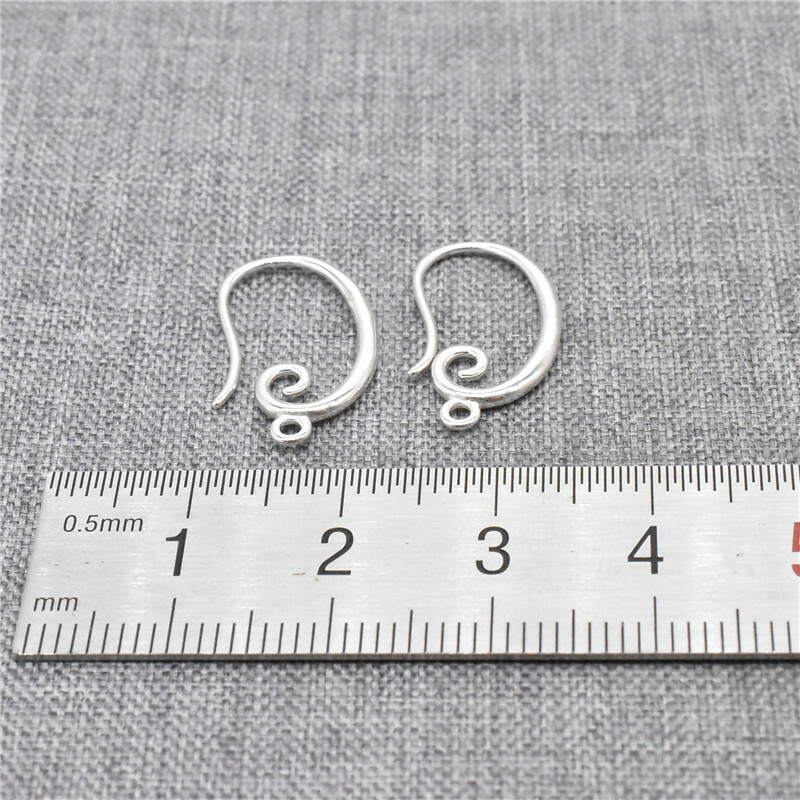 4 Pairs Sterling Silver Ear Wires Spiral Design 925 Silver Earring Hooks w/ Ring