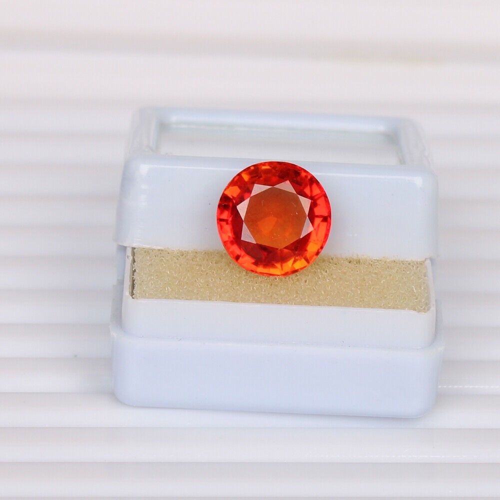 Certified 6.50 Carat. Orange Sapphire Round Cut Loose Gemstone Bright Fire AAA