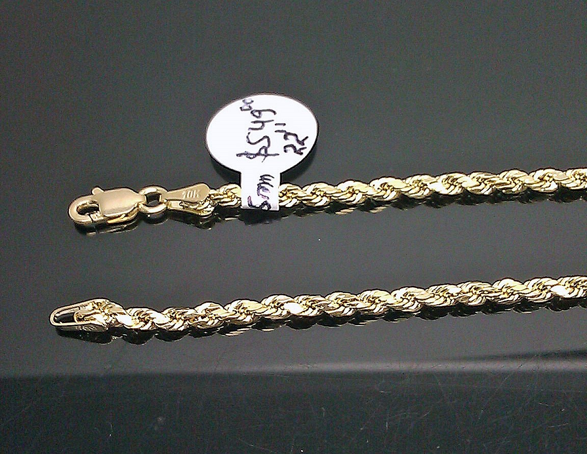 Gold Rope Chain men ladies 22″ Inch REAL GOLD 2.7mm Thick NEW 10k Yellow Gold