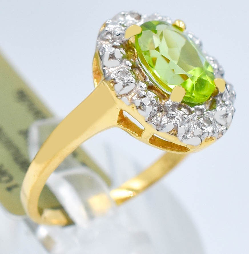GENUINE 1.85 Cts PERIDOT & DIAMOND RING 10k SOLID YELLOW GOLD – Free Appraisal