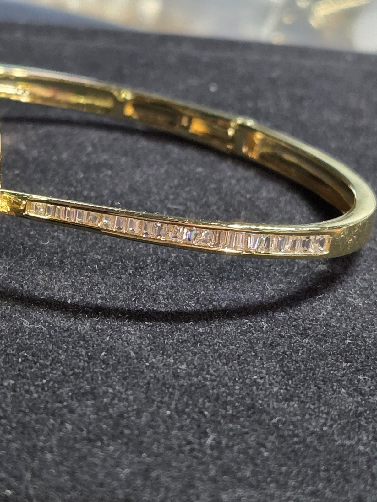Freida Rothman Family Vault Butterfly MOP CZ Gold Plated Hinged Bangle 6.5″