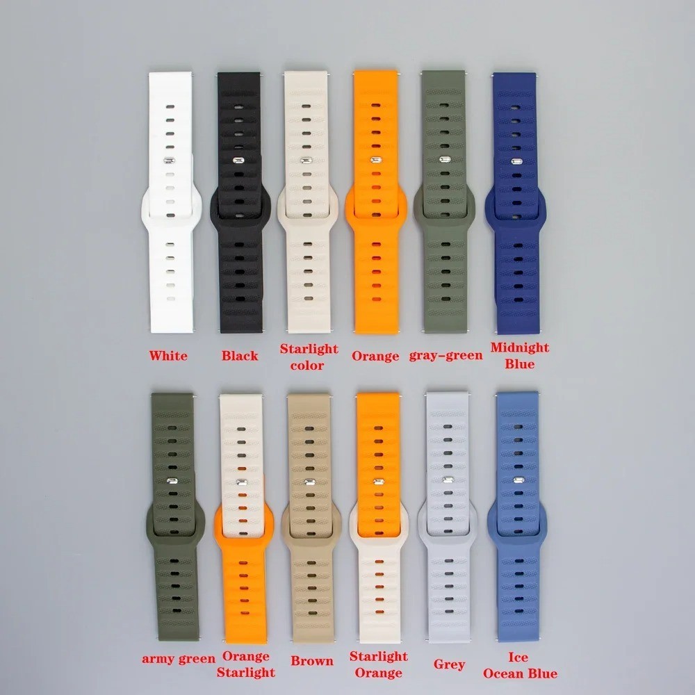 20mm 22mm Sport Silicone Watch Band Universal Quick Release Wrist Strap