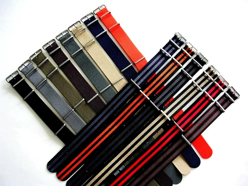20mm Black Grey NATO G10 weekend Nylon watchband strap 2pak RAF Bonded IW SUISSE