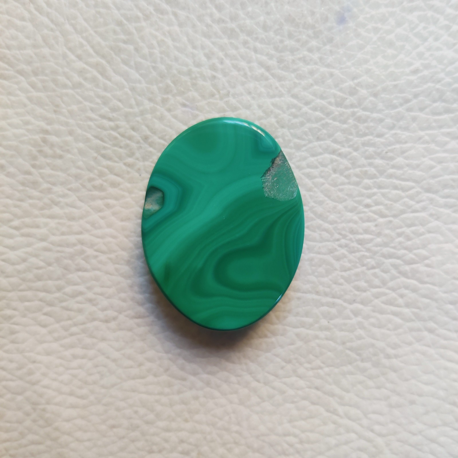 Natural Green Malachite Loose Gemstone Cabochon,Oval-48 CT,30 X 22 X 7 MM