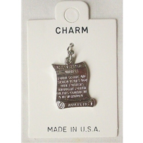 GETTYSBURG ADDRESS CHARM SILVER PLATED NOT STERLING NEW