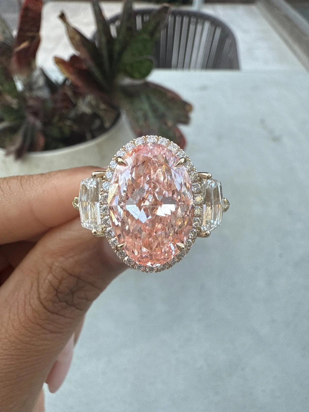 10Ct Pink Oval IGI Certified Lab Grown Diamond Engagement Ring 14k White Gold