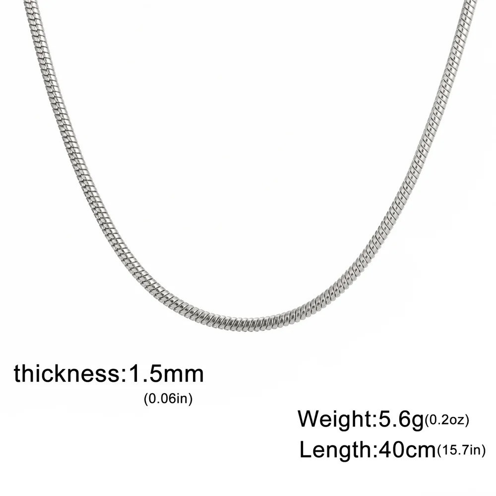 Stainless Steel Snake Chain Necklace 0.9-1.5mm Choker Link Men Women Gift