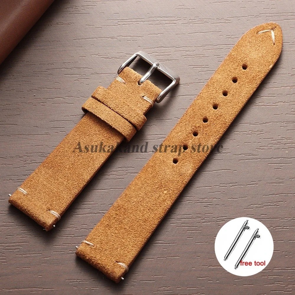 18 19 20 21 22 MM Soft Suede Leather Vintage Strap Watch Band Quick Release