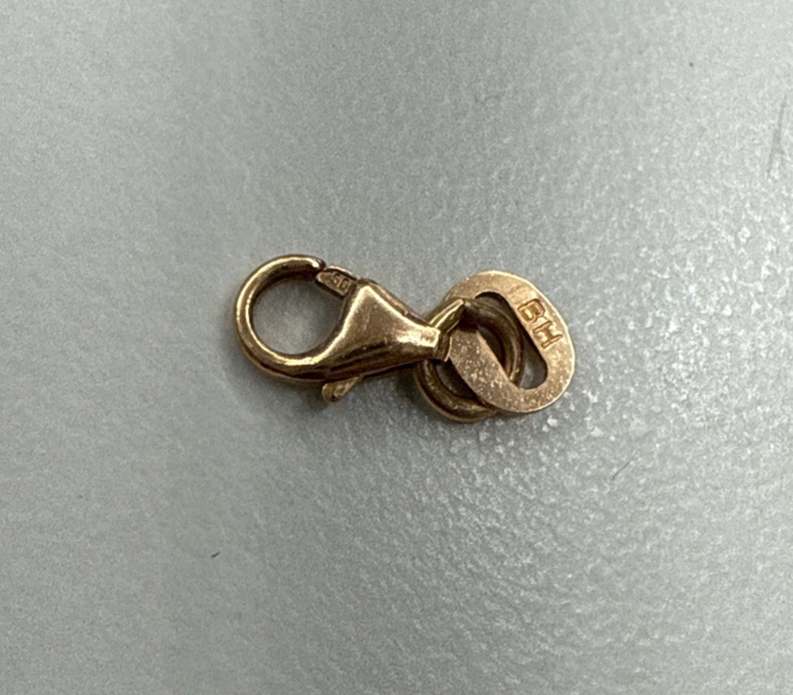 BH 14k Rose Gold Pear Shape Lobster Fish Lock 6.9 mm Clasp Made In Italy