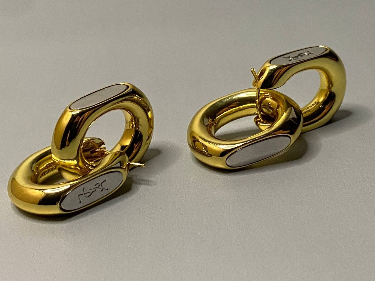 Yves Saint Laurent Gold Interlocking Link Earrings