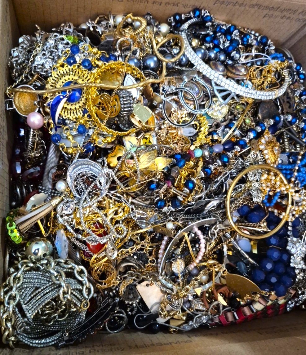 10 Pound Lbs Unsorted Huge Lot Jewelry Vintage & Modern Junk & Resell Tangled In