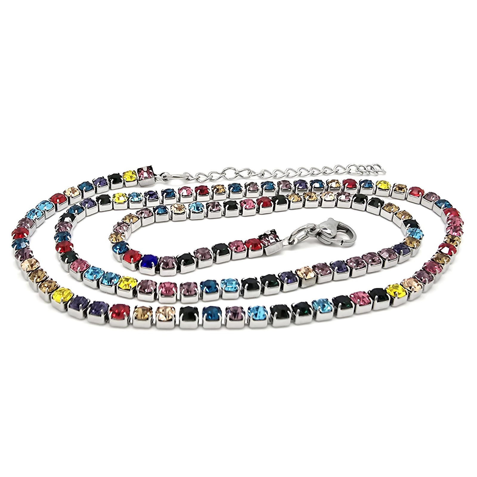 Colorful Tennis Necklace for Women 3mm Cubic Zirconia 18-20″ Adjustable Lengt…