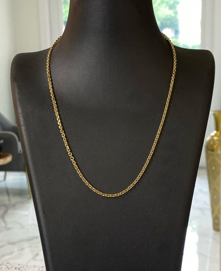 14K Yellow Gold 2mm Solid Rolo Belcher Cable Link Polished Necklace Chain 16″ 7g