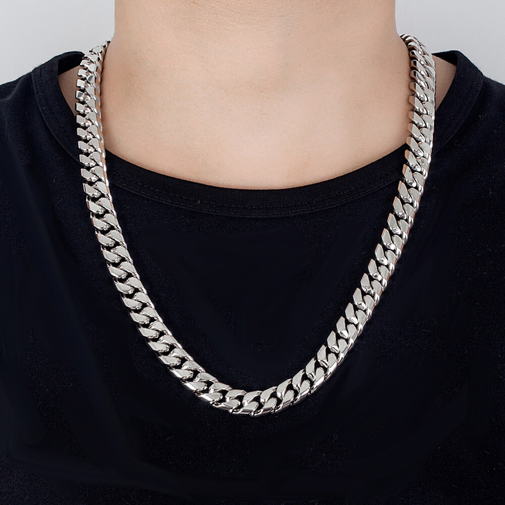 925 Sterling Silver Miami Cuban Link Chain Men’s Necklace 22″ 24″ 26″ 28″ 12mm