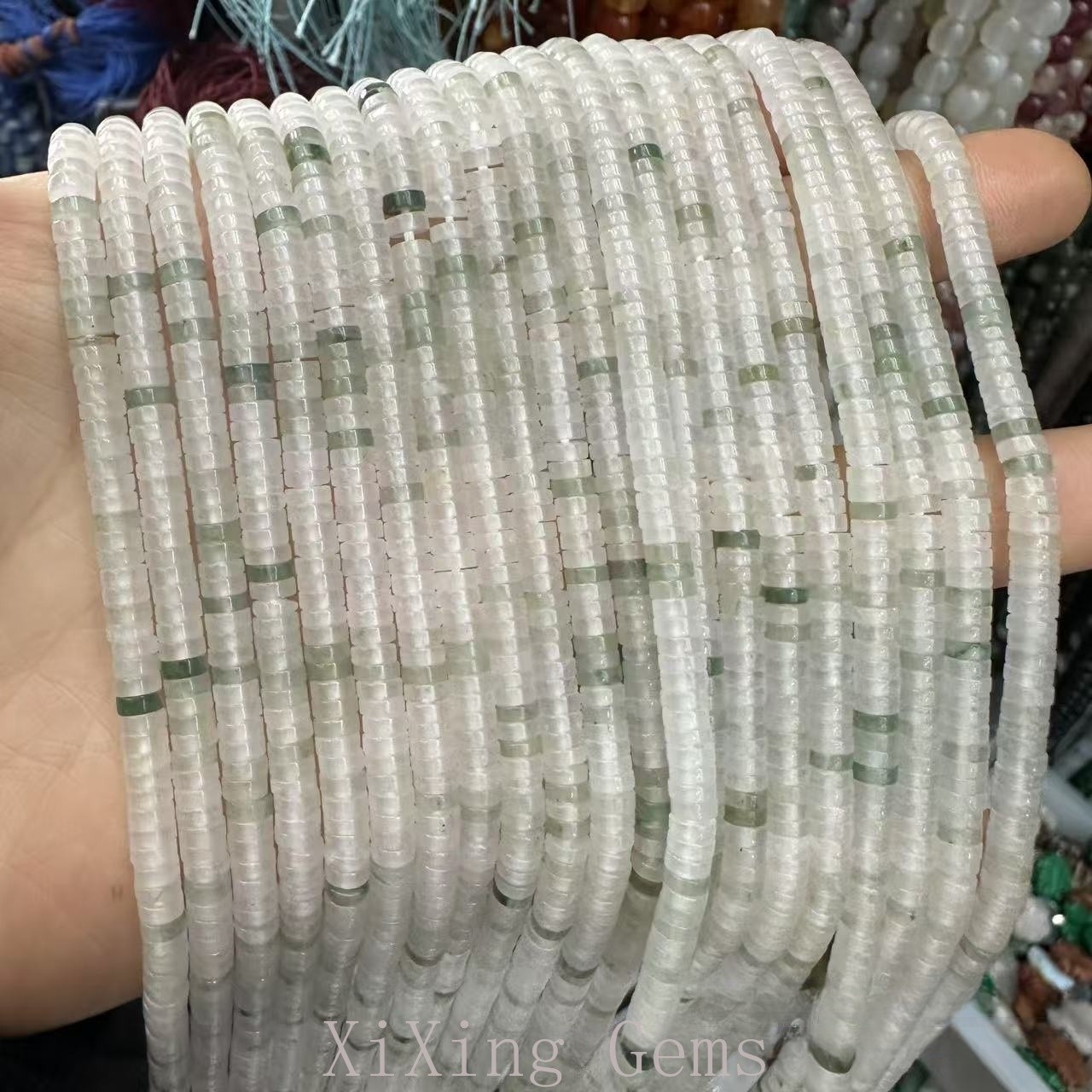 1x4mm Natural Tianshan Green Jade Heishi Disc Spacer Beads for Jewelry Making