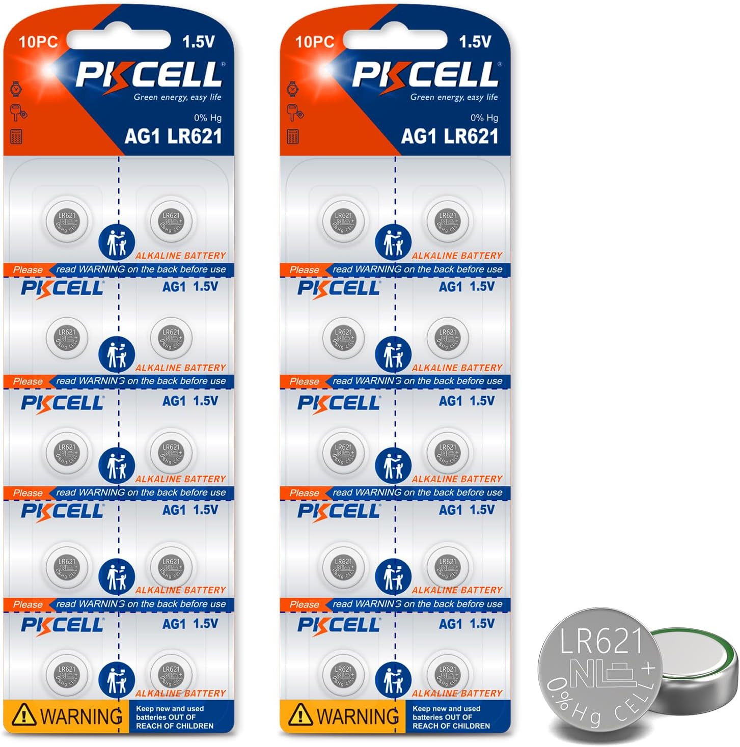 PKCELL 20 Pack Sr621Sw Watch Battery AG1 Battery 1.5V LR621 363 364 Watch Batter