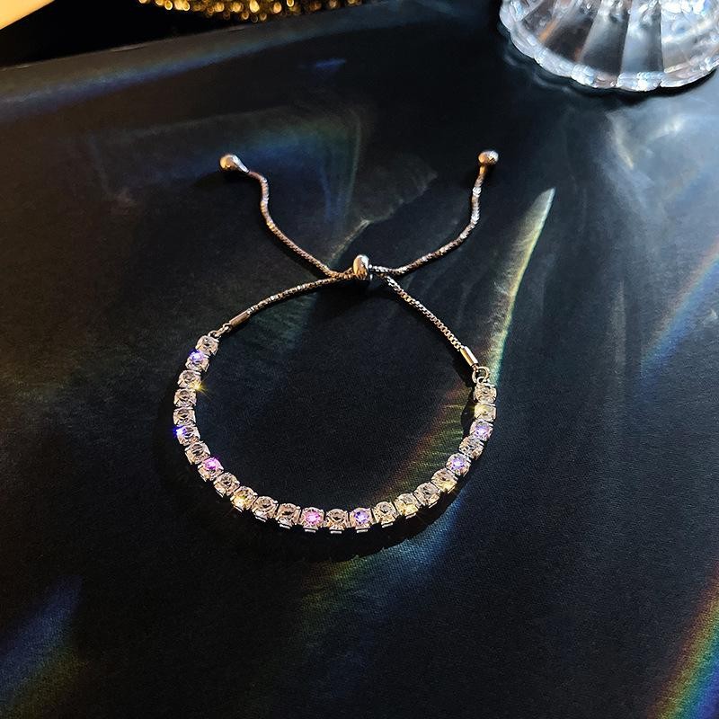 Full Zircon Pull Chain Bracelet, Adjustable Jewelry, Perfect for Parties & Gifts