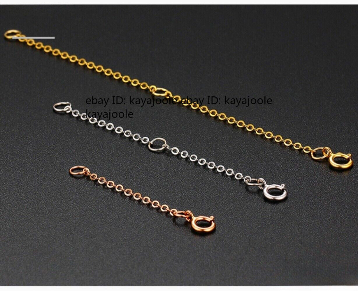 Pure 18K Yellow Gold O Chain Link Extender Bracelet Extension Safety Necklace