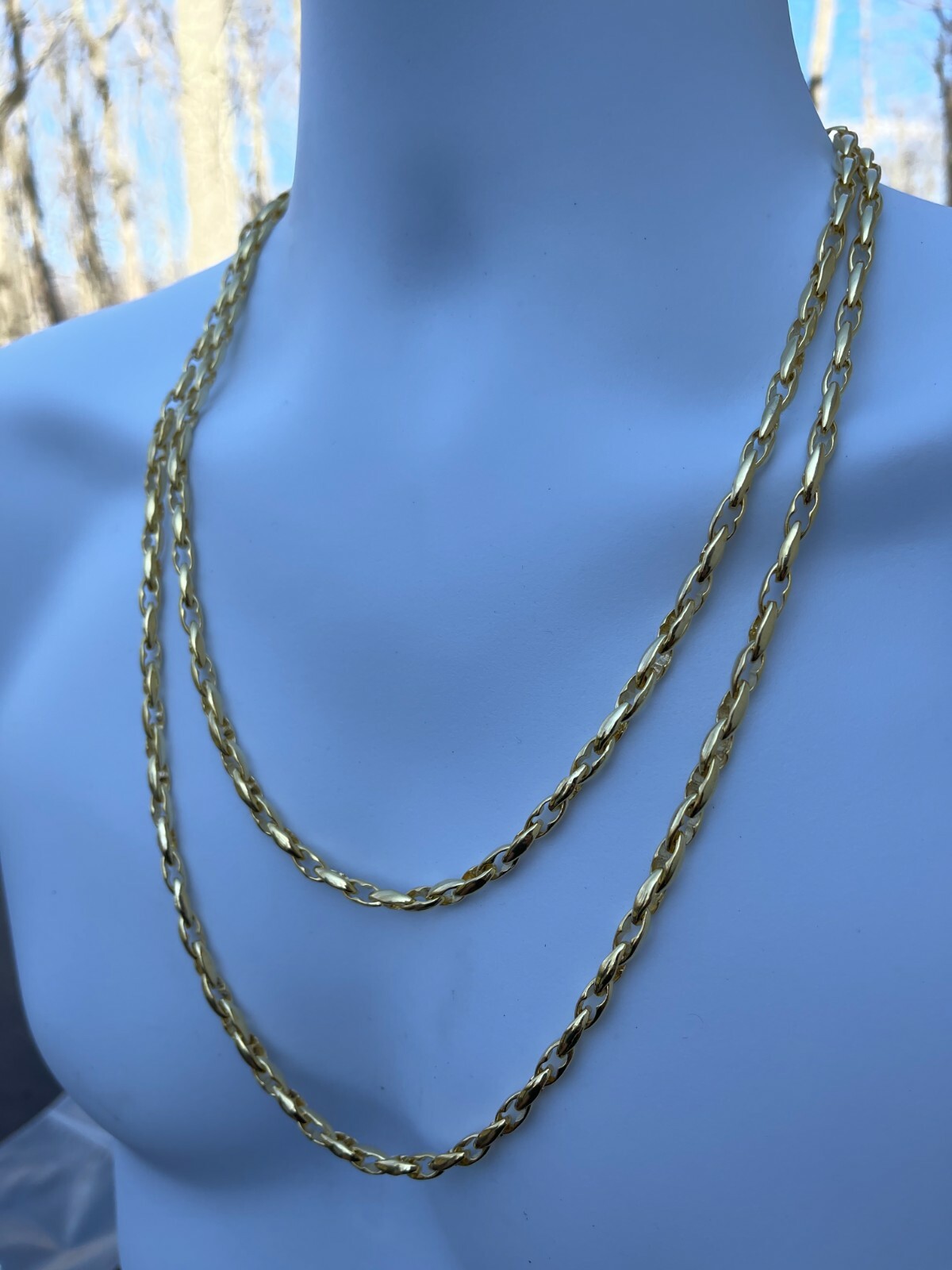 14k Gold Plated 925 Silver 5mm Custom Anchor Rolo Link Chain Necklace Bracelet