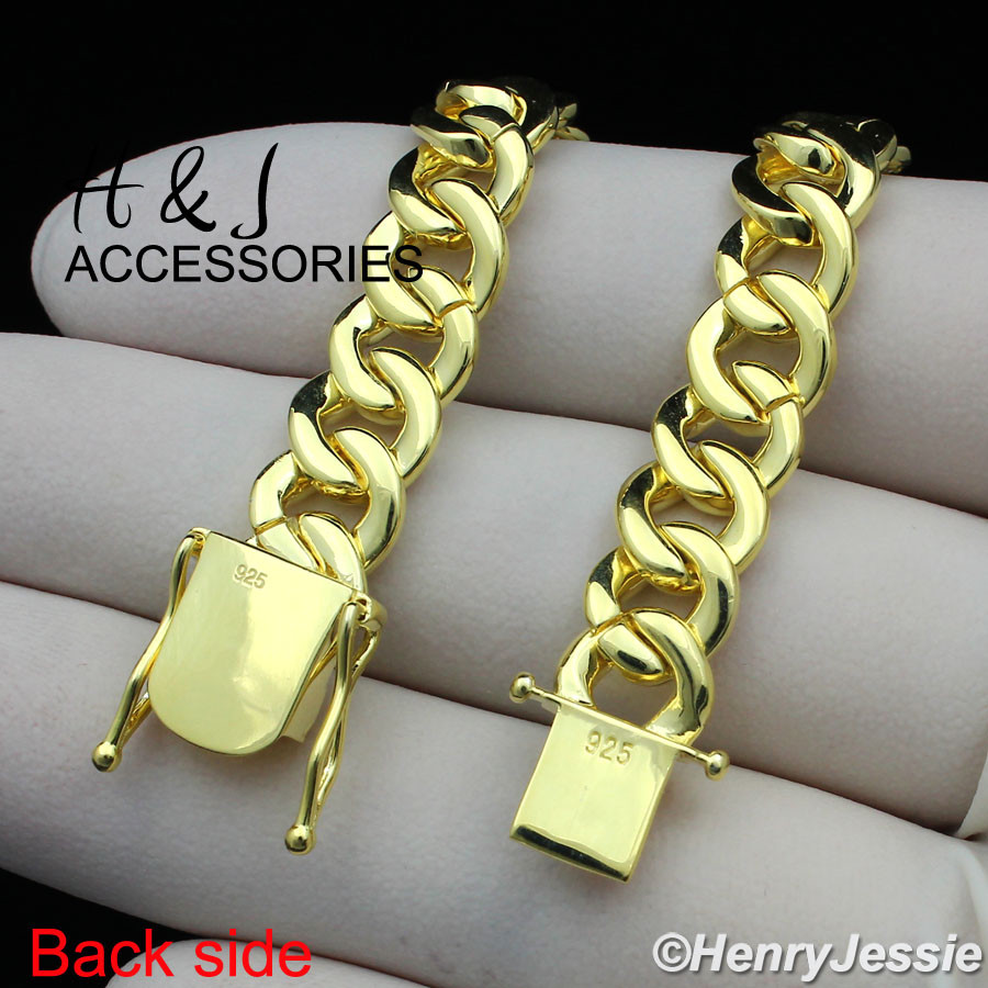 925 STERLING SILVER 18″-30″X8MM GOLD PLATED MIAMI CUBAN CZ NECKLACE*GN11