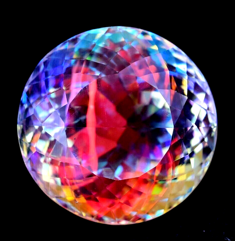 38.30+ CT Rainbow Color Round Cut Natural Mystic Topaz Certified Loose Gemstone