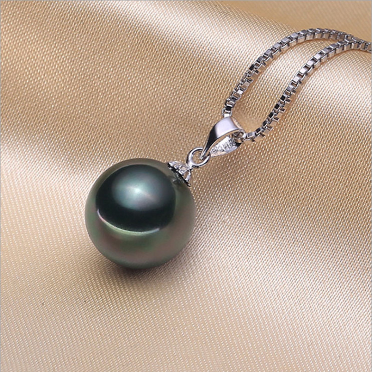 Tahitian SHELL Pearl 8/10/12/14/16mm pendant 925 Silver 18″ Necklace gift PE33
