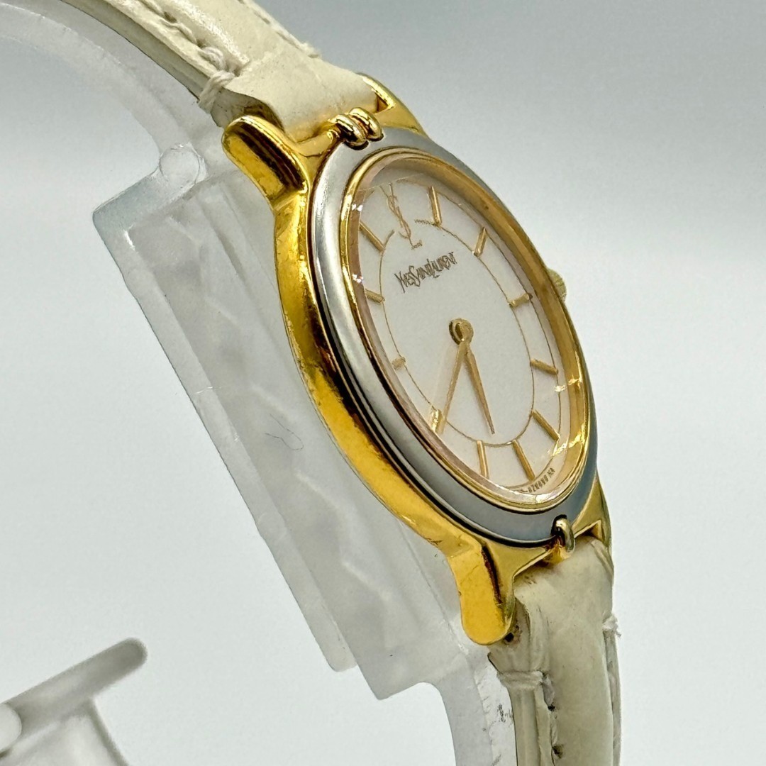 YSL Yves Saint Laurent Watch White Dial 2 Hands 2200 228481 Working