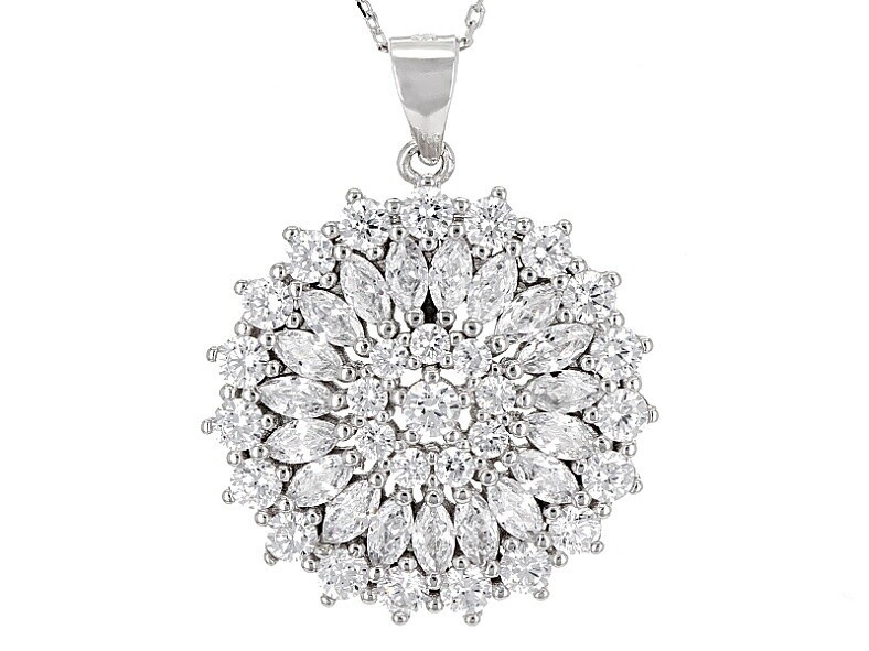 White Cubic Zirconia Rhodium Over Sterling Silver Pendant With Chain 3.59ctw