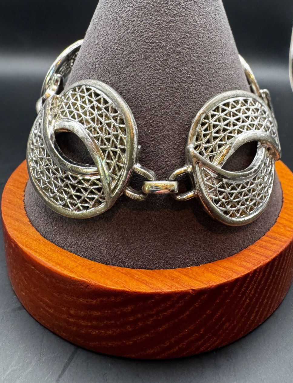 Vintage Sarah Coventry Silver Tone Openwork Link Bracelet Mid Century Signed