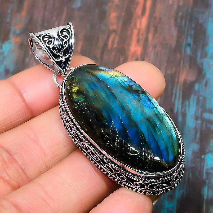 Labradorite Gemstone Handmade Gift Jewelry Pendant 2.36″ H729