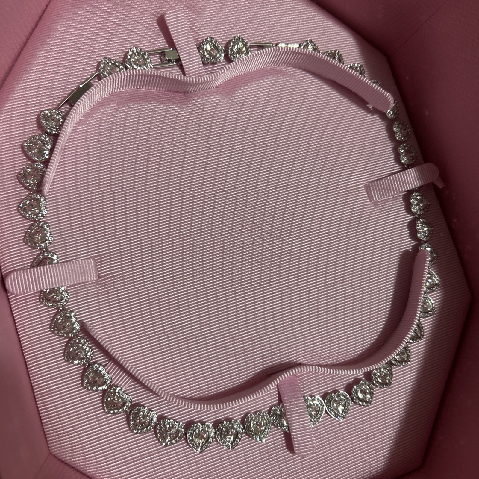 Swarovski Ariana Grande Tennis Necklace Mixed cuts, Heart Rhodium plated 5720857