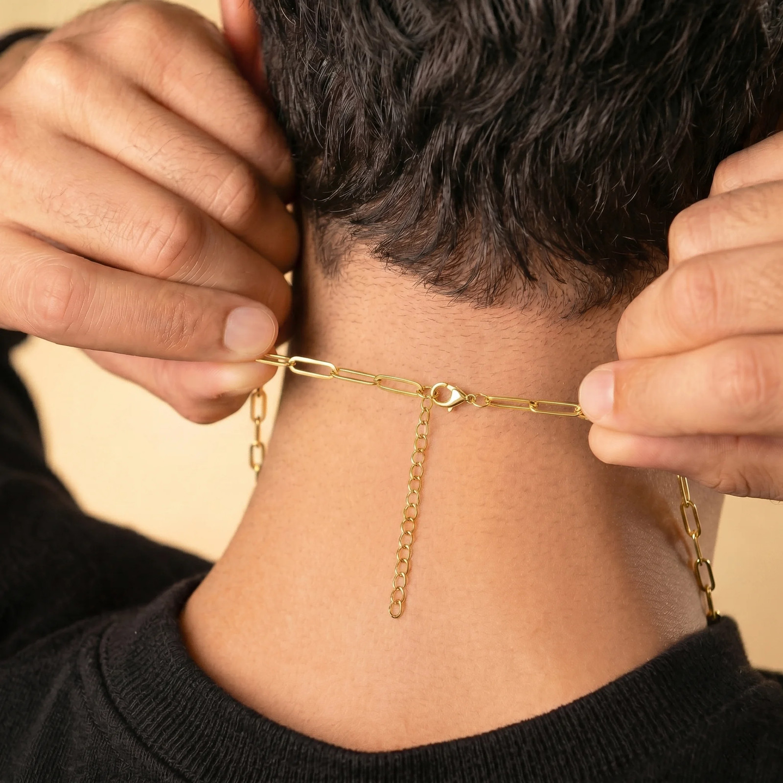 Anti-Fade Waterproof Titanium Steel Flat Paperclip Link Choker, Hip Hop Polished