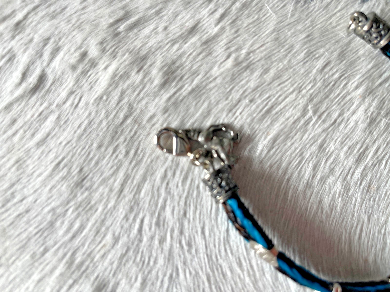 Western Womans Bracelet 7 3/4 x 3/8 in Horsehair Silver Concho Lobster Multicolo