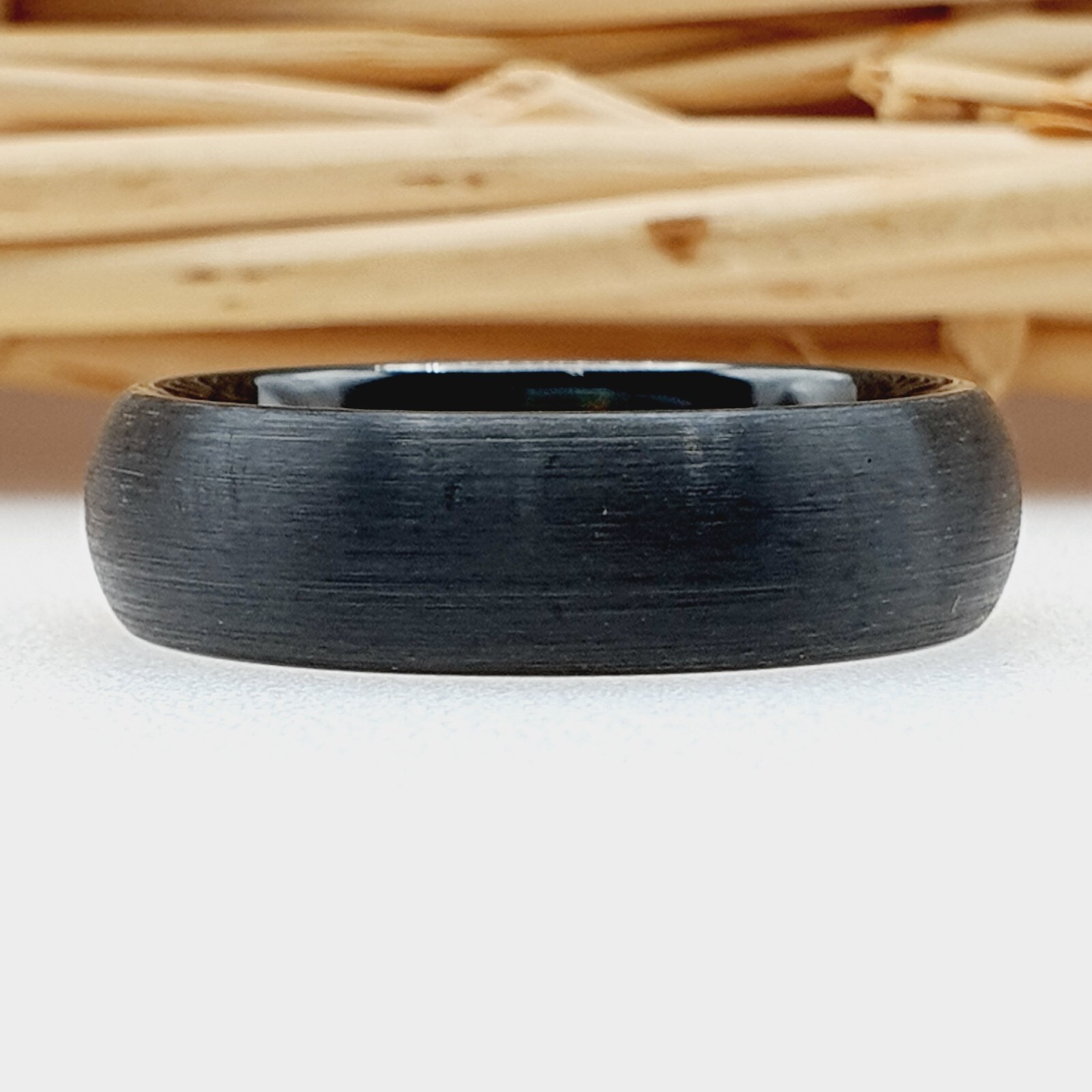 Satin Brushed Black Tungsten Carbide Wedding Ring Durable Comfort-Fit Men’s Band