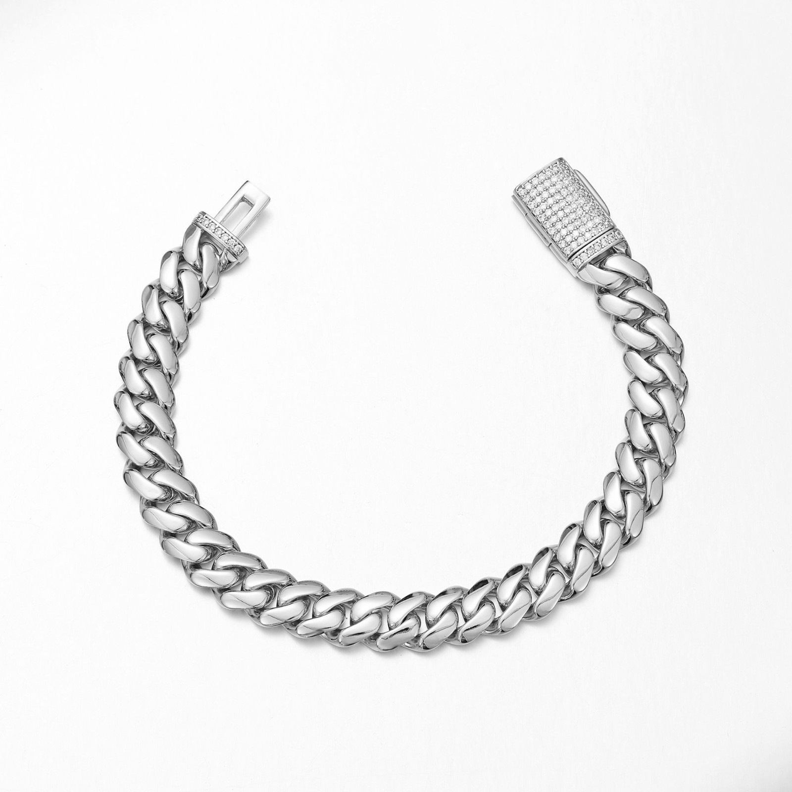 8-22MM Stainless Steel Miami Hip Hop Cuban Chain Necklace Bracelet CZ Clasp