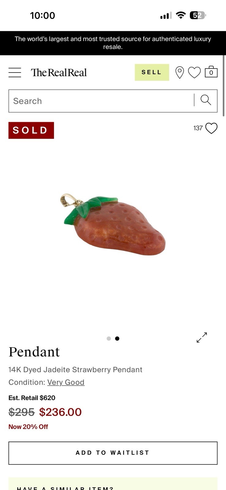14K Yellow Gold Dyed Jadeite Strawberry Charm Pendant Orange Green Gemstone