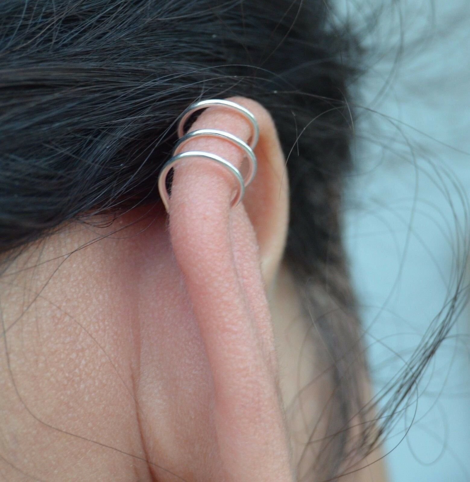 Sterling silver three wire ear cuff