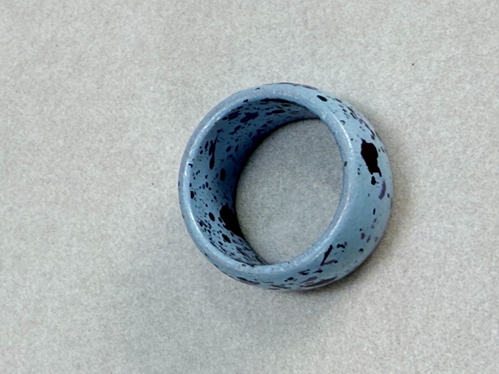 Blue Enamel Wide Band Ring Speckled Metal Statement Modern Fashion Jewelry