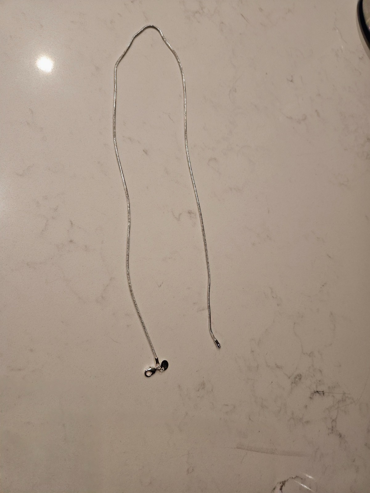 925 Sterling Plated Silver Snake Chain Necklace 1 mm 18″