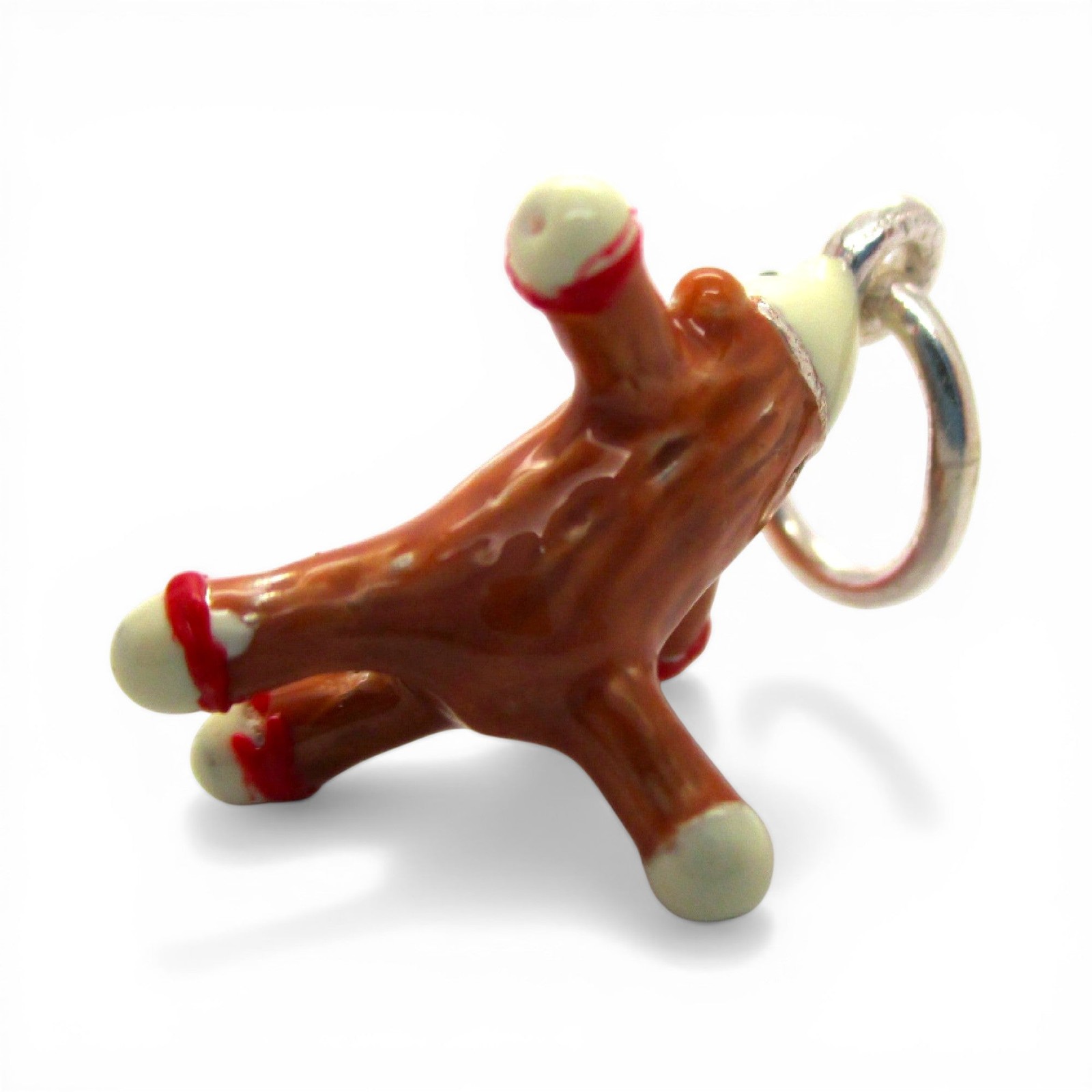 Sterling Silver SOCK MONKEY Charm for Bracelet PENDANT Hand-enameled CUTE!