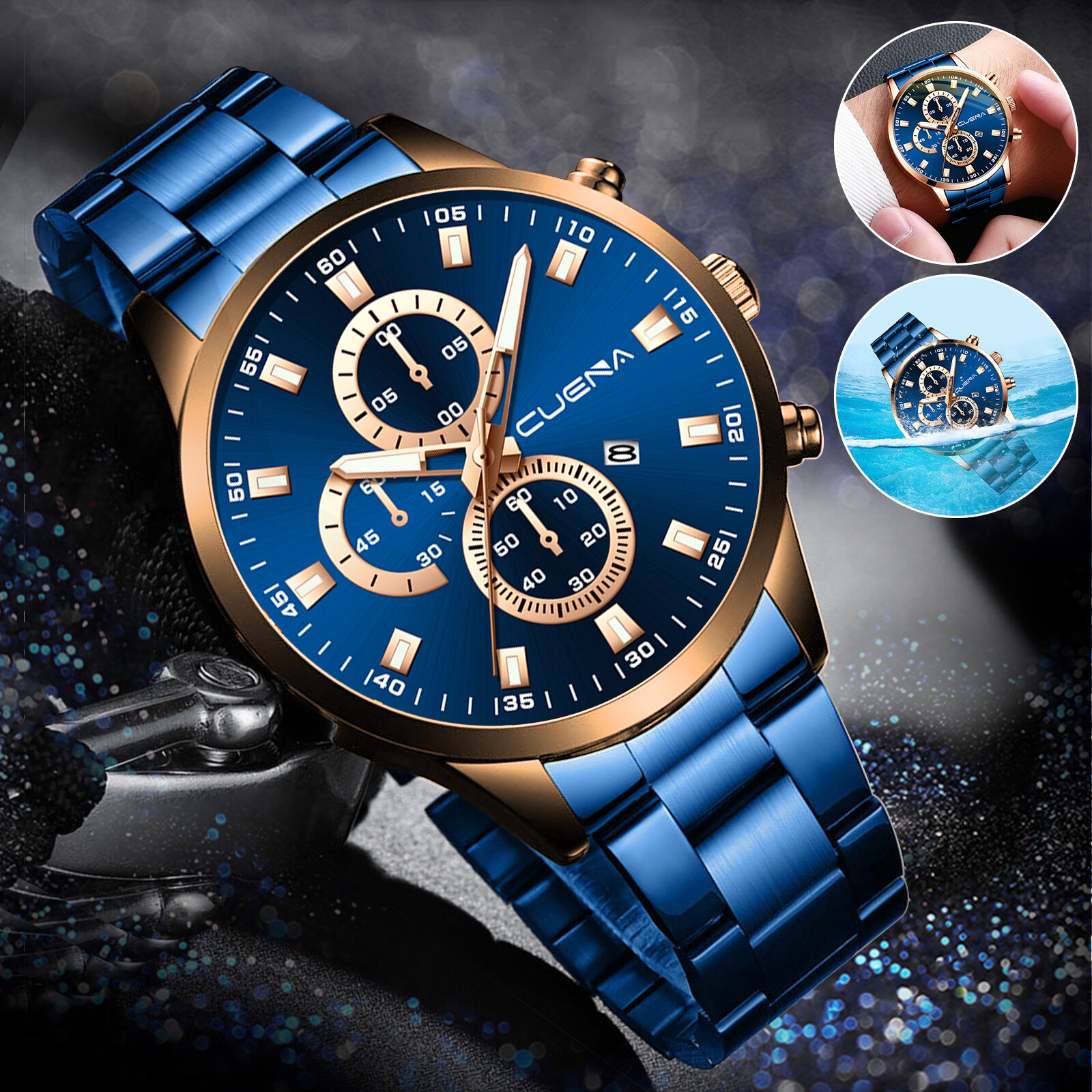 Men’s Watch Classic Stainless Steel Quartz Analog Business Waterproof Wristwatch