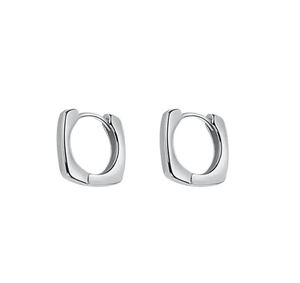 925 Sterling Silver Square Huggie Hoop Earrings Minimalist Small Hoops 472