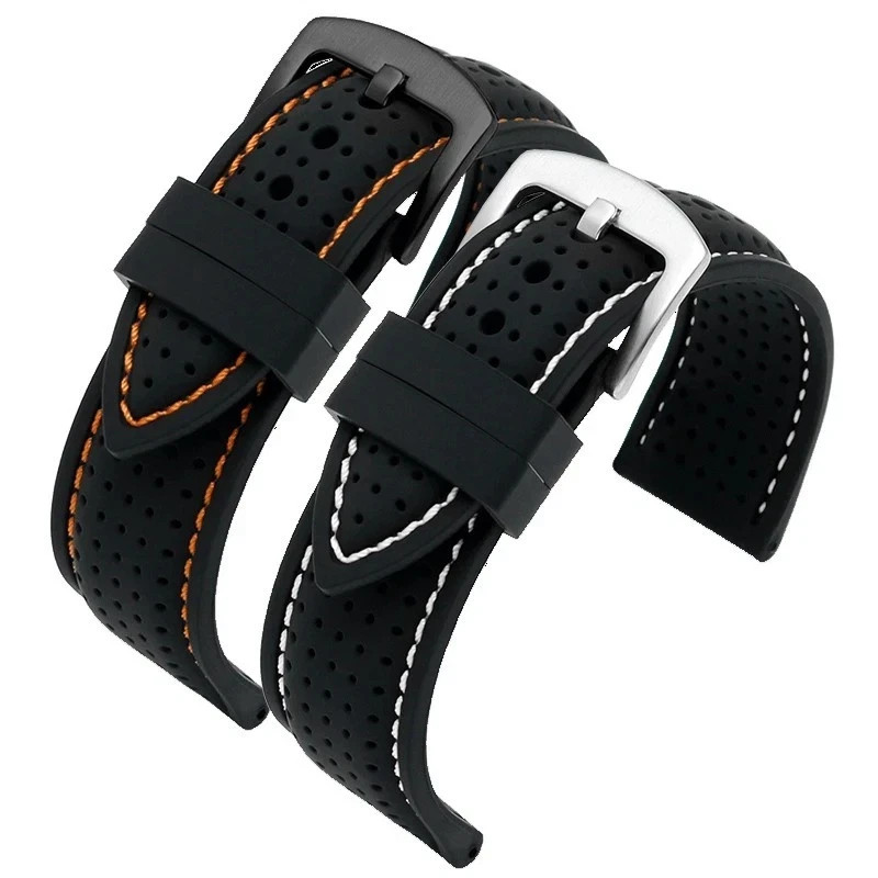 Universal Silicone Watch Band Strap Rubber Waterproof Men’s Black 19-24MM Hoop