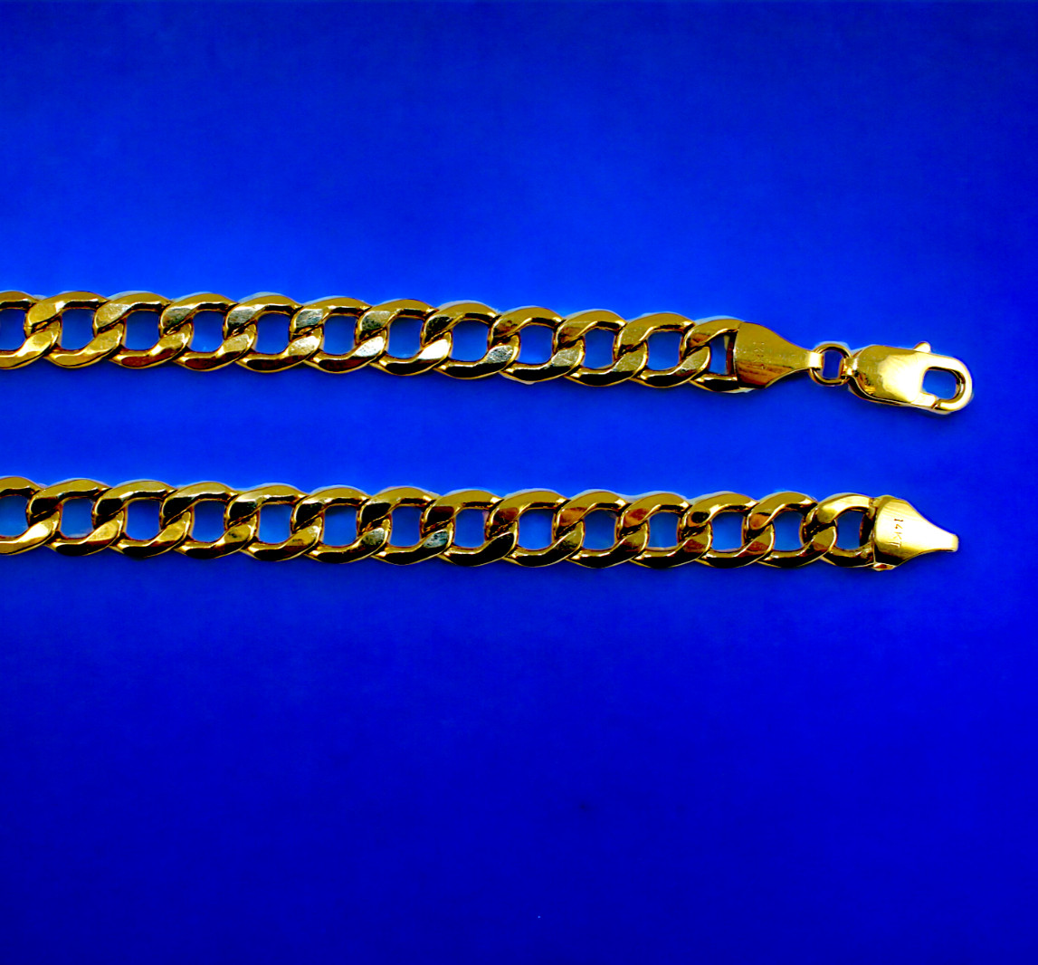 14K Yellow Gold 2mm-9mm Curb Cuban Necklace Bracelet Chain Men Women 7″-30″