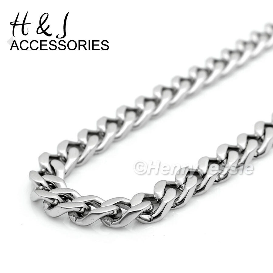 18″-40″MEN Stainless Steel 5mm Silver Cuban Curb Chain ICY CZ Jesus Pendant*P133