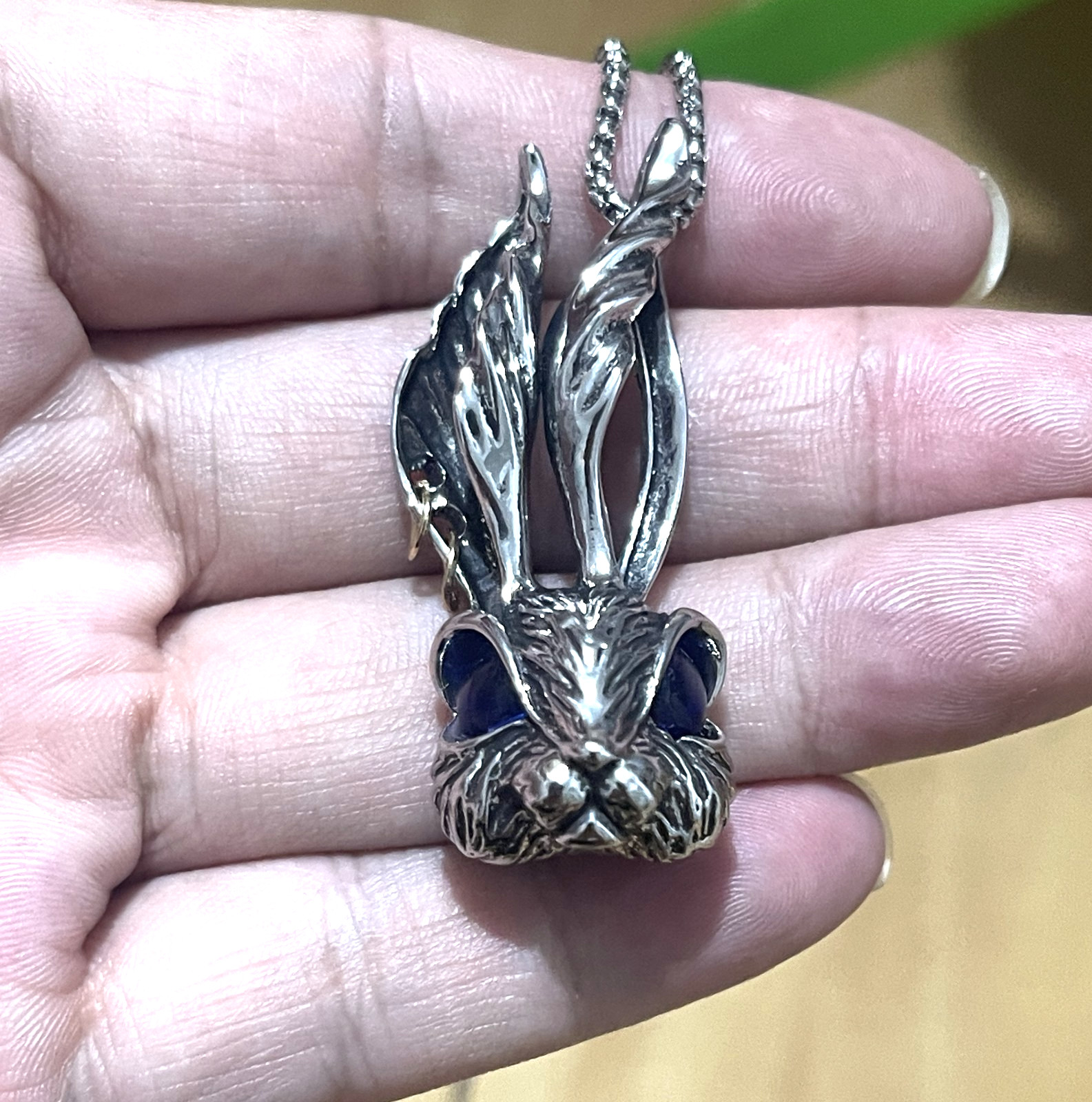 Gothic Punk Rock Wicca Witch Vintage Rabbit Necklace – Blue Eyes Gift
