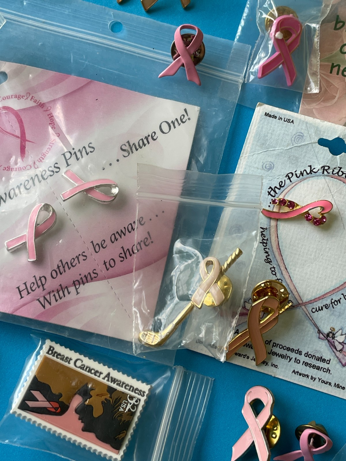 More than 50 breast cancer awareness ribbon & pins ALL PINK some new